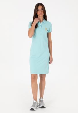 Kadın Aqua Polo Yaka Mini Boy Örme Elbise - 50297457124