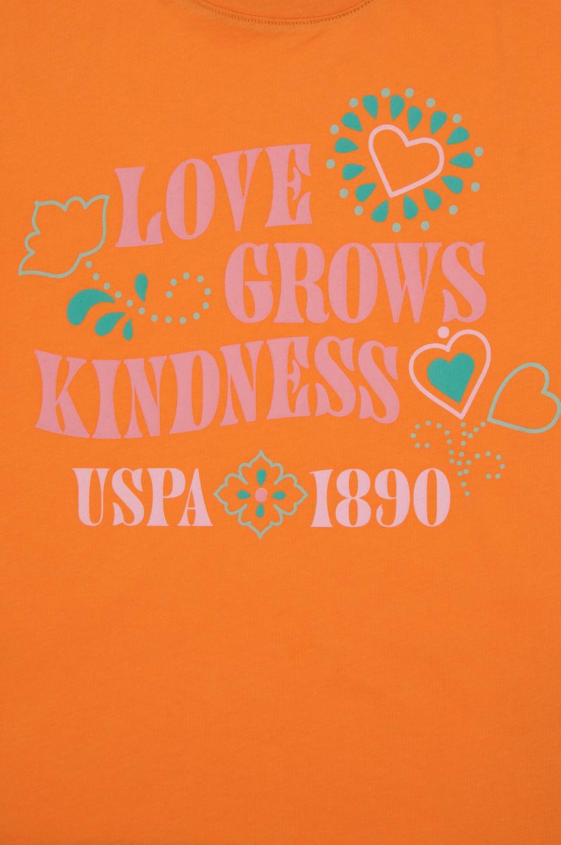 Kız Çocuk Turuncu Bisiklet Yaka Baskılı Pamuk Tişört