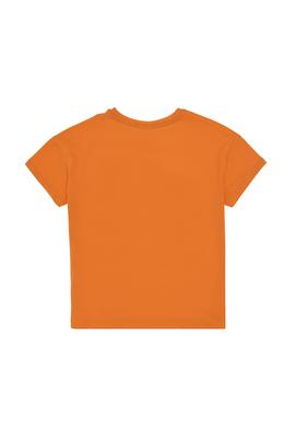 Kız Çocuk Turuncu Bisiklet Yaka Baskılı Pamuk Tişört - 50306197015