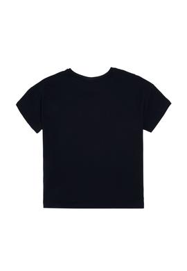 Kız Çocuk Lacivert Bisiklet Yaka Baskılı Pamuk Tişört - 50306197005