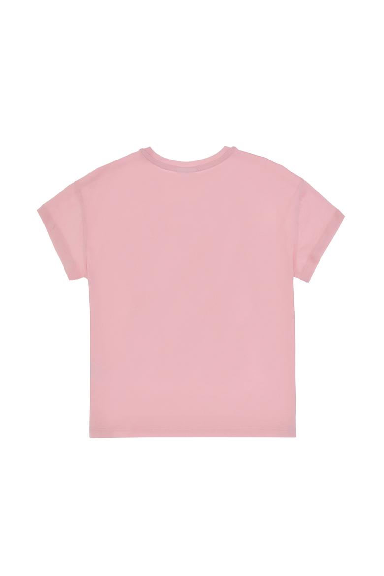 Kız Çocuk Açık Pembe Comfort Fit Bisiklet Yaka Baskılı Pamuk Tişört - 50306203027