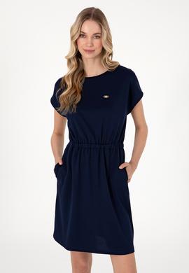 Kadın Lacivert Bisiklet Yaka Mini Boy Örme Elbise - 50306033004