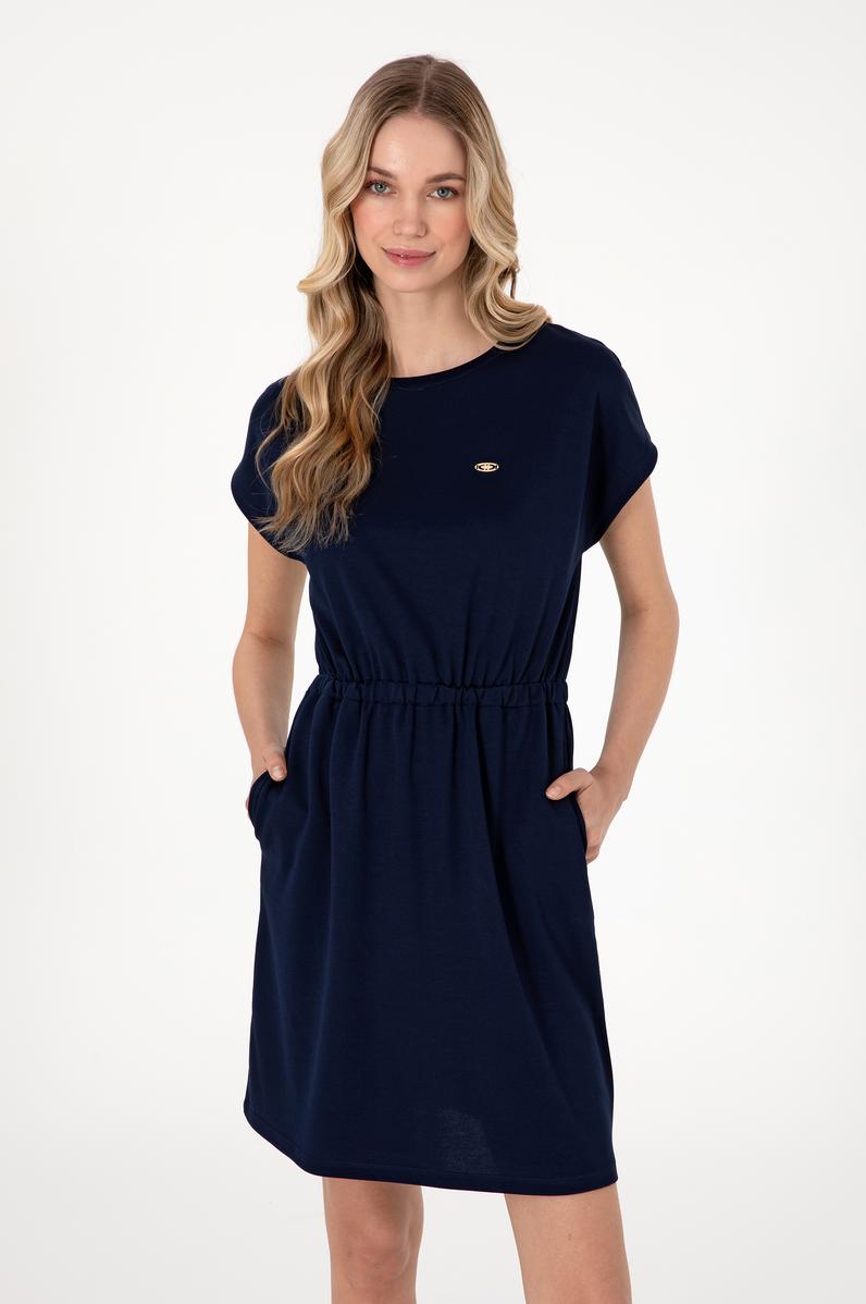 Kadın Lacivert Bisiklet Yaka Mini Boy Örme Elbise