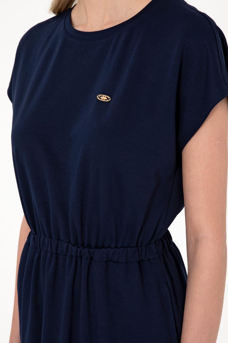 Kadın Lacivert Bisiklet Yaka Mini Boy Örme Elbise