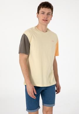 Erkek Comfort Fit Bisiklet Yaka Açık Haki Tişört - 50306921028