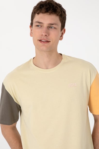 Erkek Comfort Fit Bisiklet Yaka Açık Haki Tişört