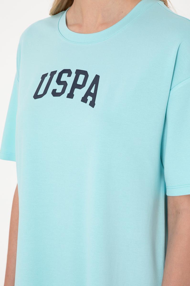 Kadın Aqua Modal Karışımlı Bisiklet Yaka Mini Boy Örme Elbise