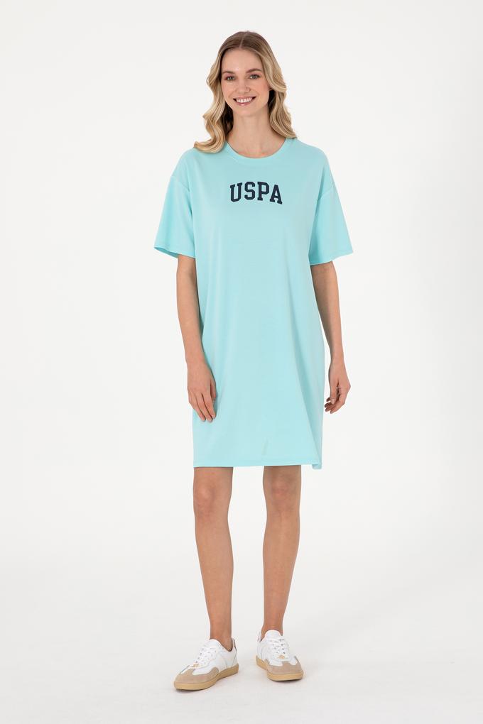 Kadın Aqua Modal Karışımlı Bisiklet Yaka Mini Boy Örme Elbise