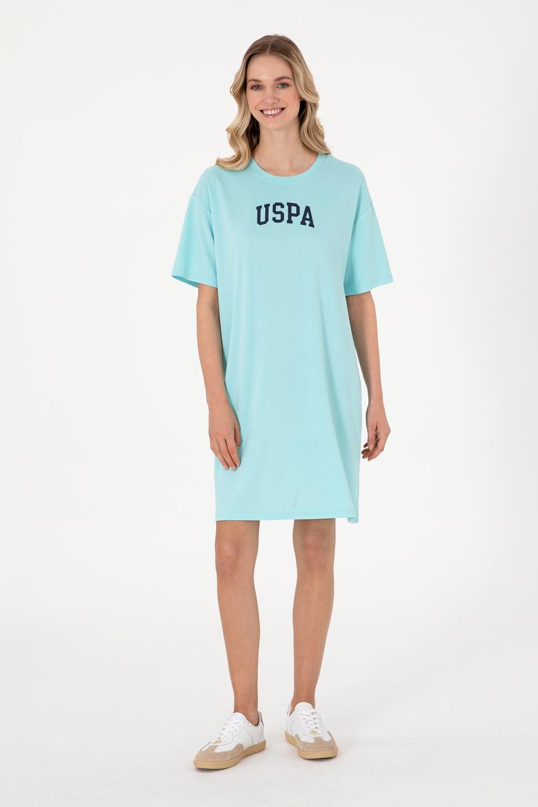 Kadın Aqua Modal Karışımlı Bisiklet Yaka Mini Boy Örme Elbise