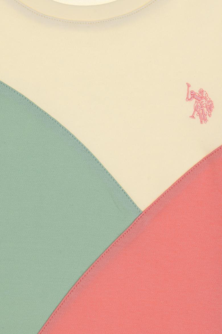 Kız Çocuk Pembe Bisiklet Yaka Crop Pamuk Tişört - 50309460001