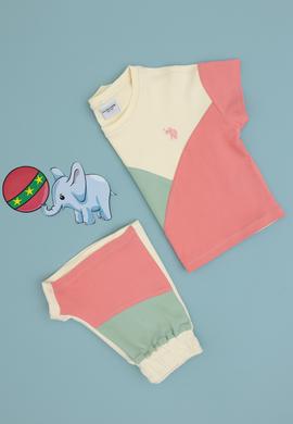 Kız Çocuk Pembe Bisiklet Yaka Crop Pamuk Tişört - 50309460001