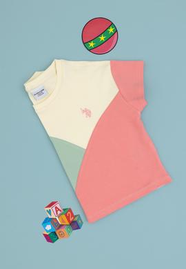 Kız Çocuk Pembe Bisiklet Yaka Crop Pamuk Tişört - 50309460001