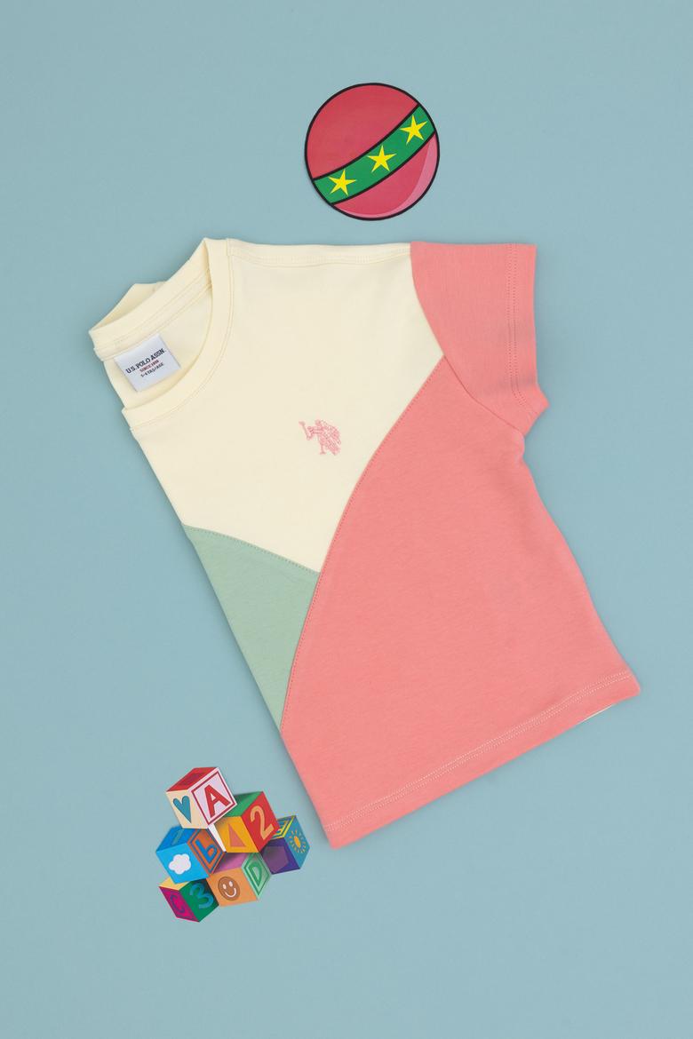 Kız Çocuk Pembe Bisiklet Yaka Crop Pamuk Tişört - 50309460001