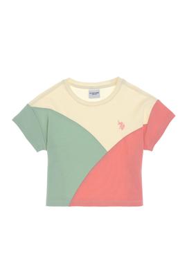 Kız Çocuk Pembe Bisiklet Yaka Crop Pamuk Tişört - 50309460001