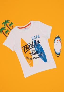 Erkek Çocuk Beyaz Bisiklet Yaka Tişört - 50307199006