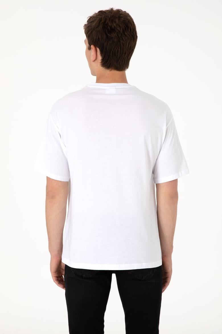 Erkek Comfort Fit Bisiklet Yaka Beyaz Tişört - 50294322001