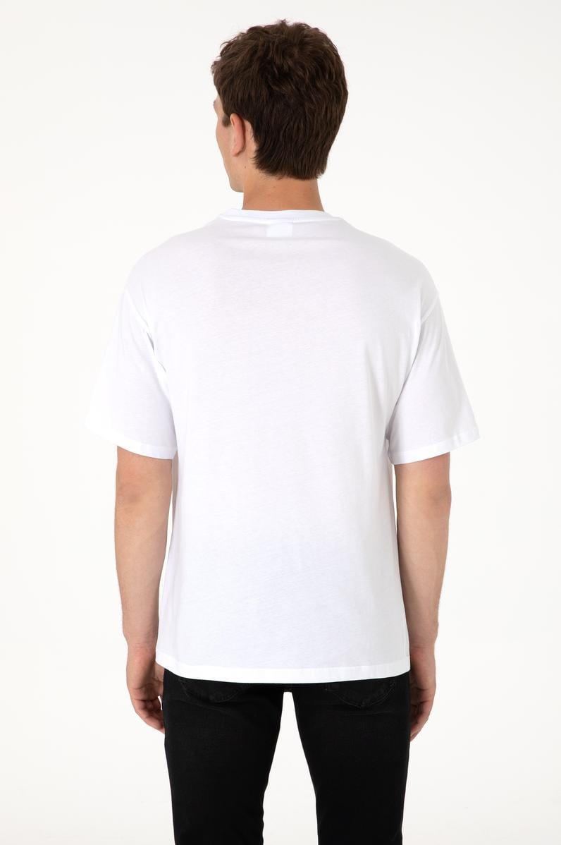 Erkek Comfort Fit Bisiklet Yaka Beyaz Tişört