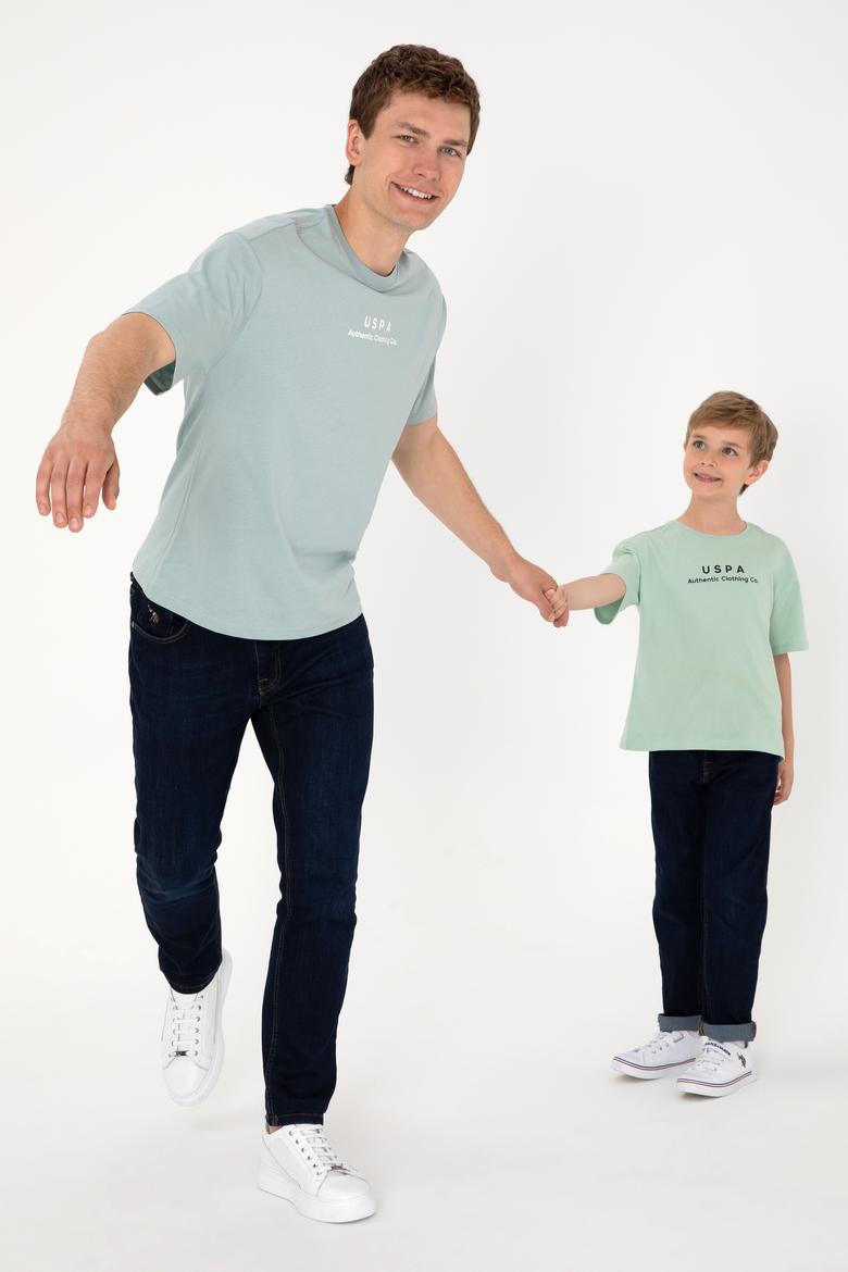 Erkek Comfort Fit Bisiklet Yaka Su Yeşili Tişört