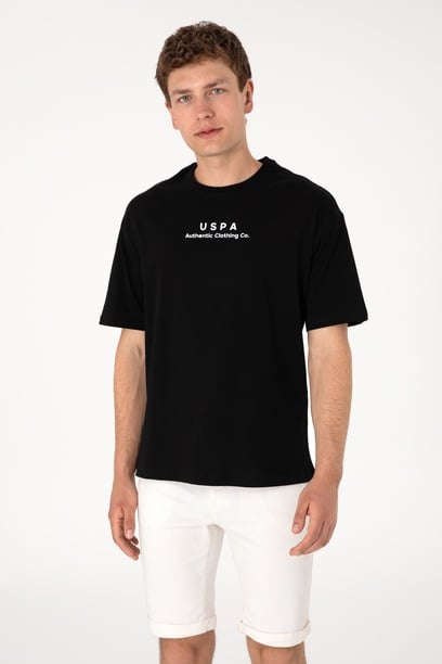 Erkek Comfort Fit Bisiklet Yaka Siyah Tişört
