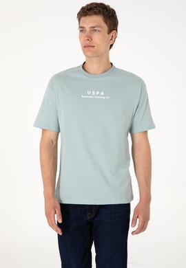 Erkek Comfort Fit Bisiklet Yaka Su Yeşili Tişört - 50294322049