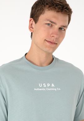 Erkek Comfort Fit Bisiklet Yaka Su Yeşili Tişört - 50294322049