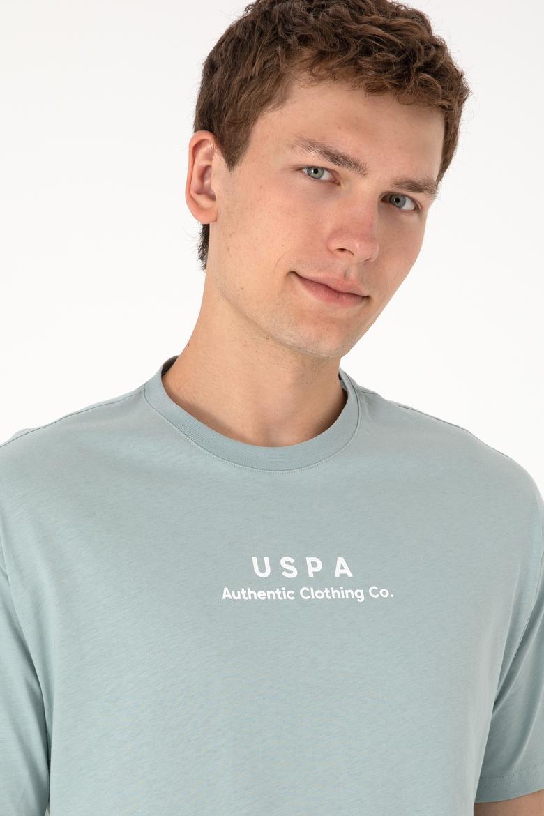 Erkek Comfort Fit Bisiklet Yaka Su Yeşili Tişört - 50294322049