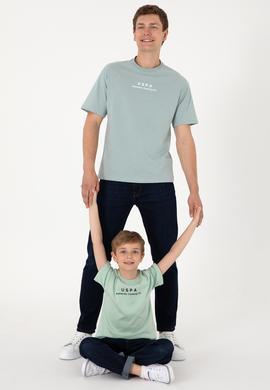 Erkek Comfort Fit Bisiklet Yaka Su Yeşili Tişört - 50294322049