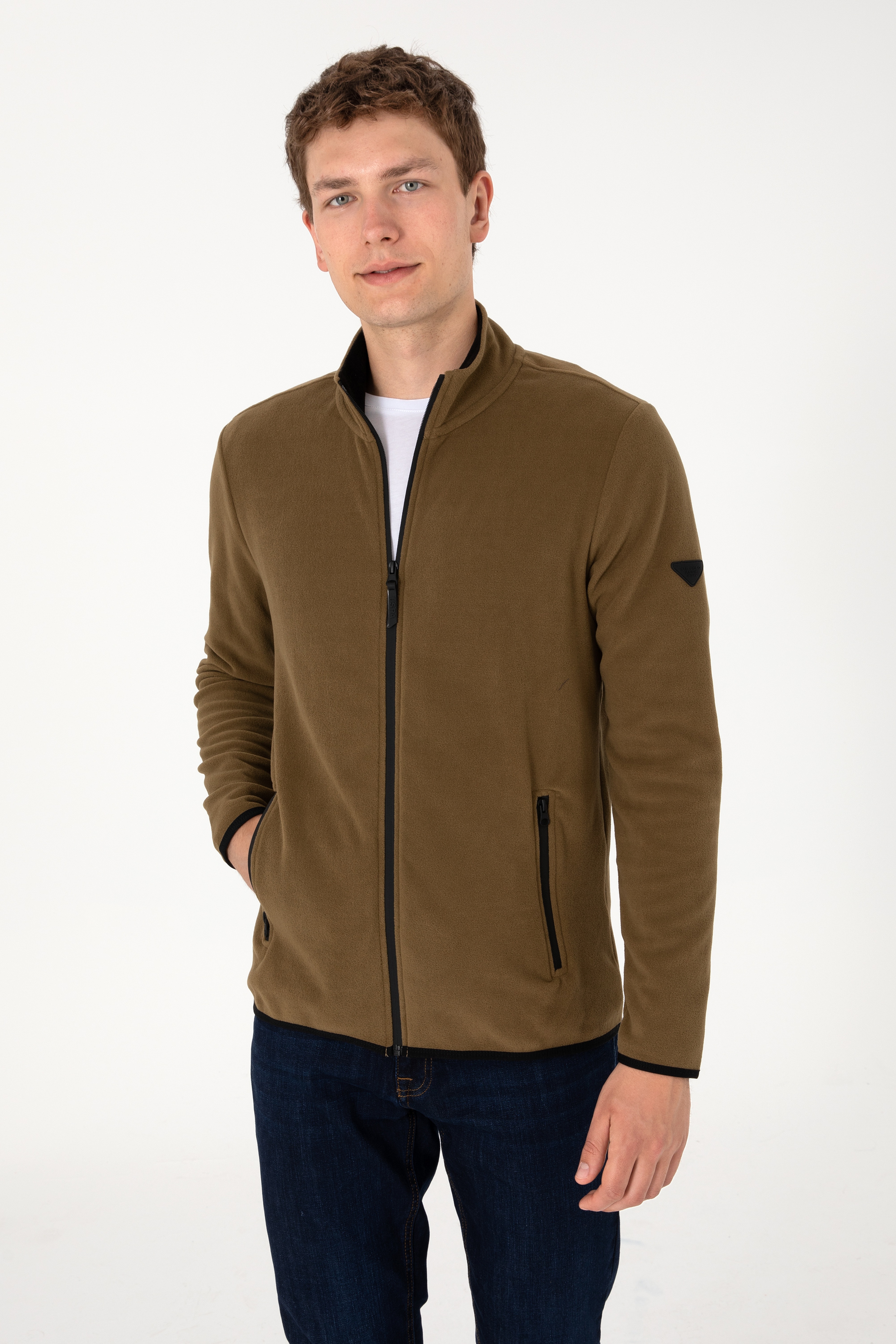 Erkek Haki Basic Polar Hırka - Image 3