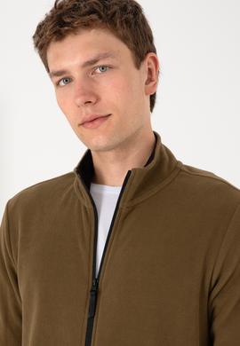 Erkek Haki Basic Polar Hırka - 50298066028