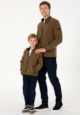 Erkek Haki Basic Polar Hırka - 50298066028