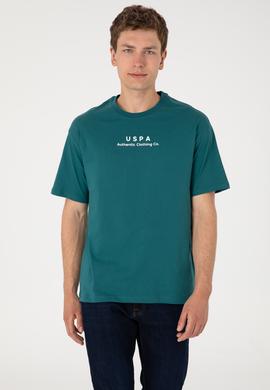 Erkek Comfort Fit Bisiklet Yaka Koyu Yeşil Tişört - 50294322021