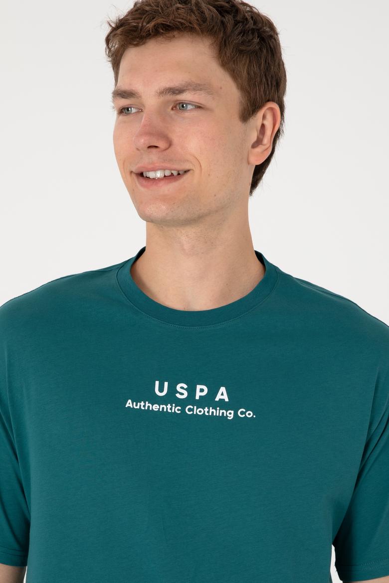 Erkek Comfort Fit Bisiklet Yaka Koyu Yeşil Tişört - 50294322021