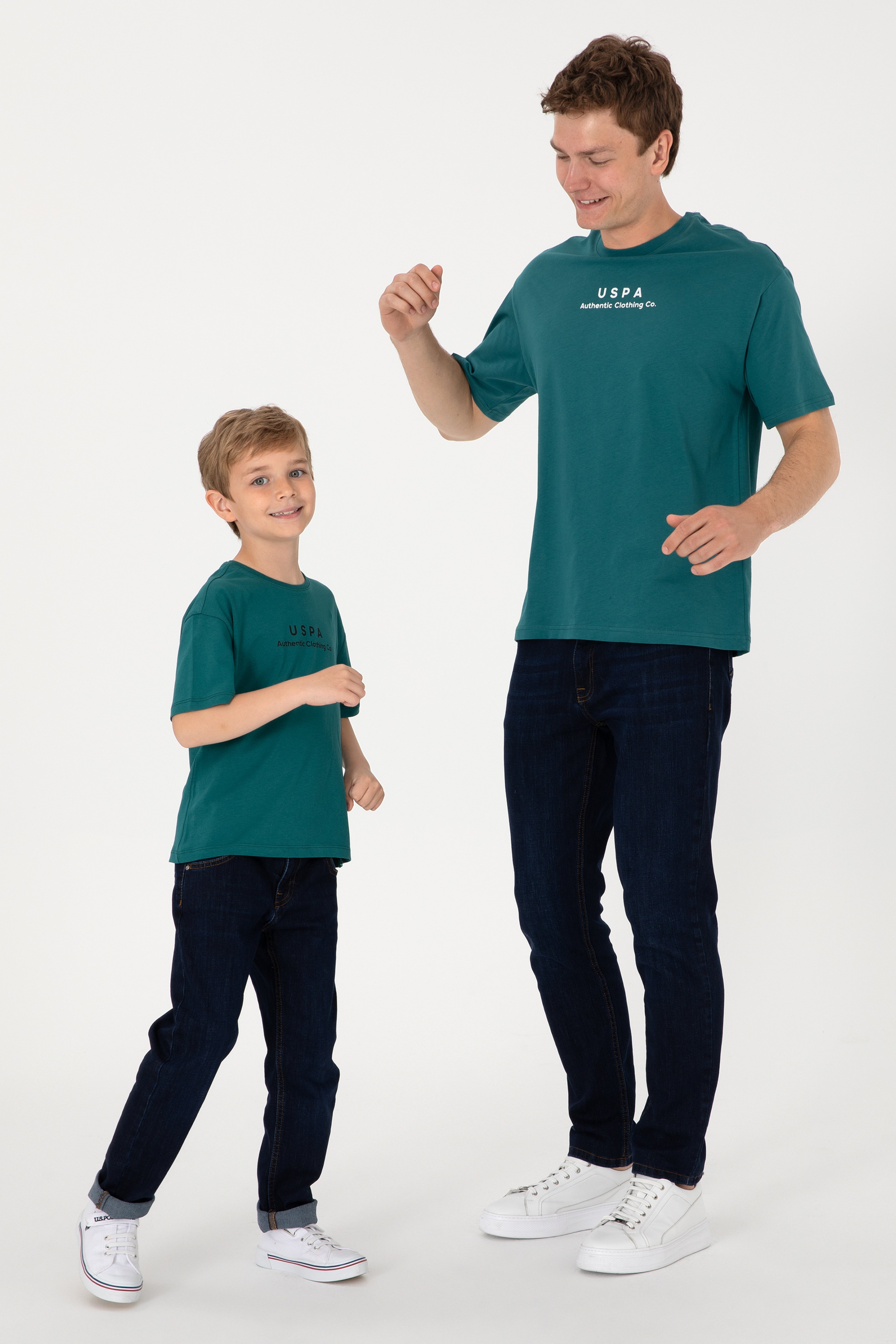 Erkek Comfort Fit Bisiklet Yaka Koyu Yeşil Tişört - Image 2