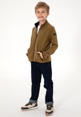 Erkek Çocuk Fermuarlı Haki Polar Sweatshirt - 50298067030
