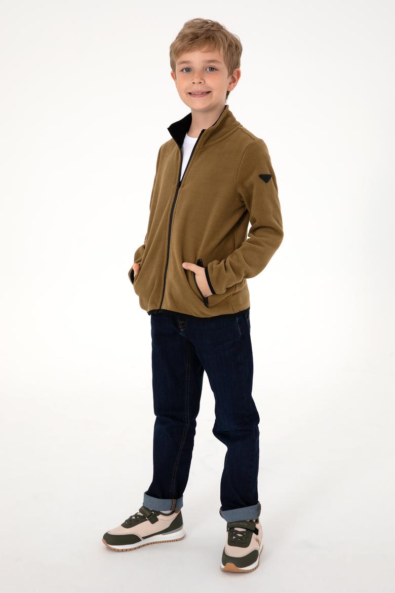 Erkek Çocuk Fermuarlı Haki Polar Sweatshirt - 50298067030