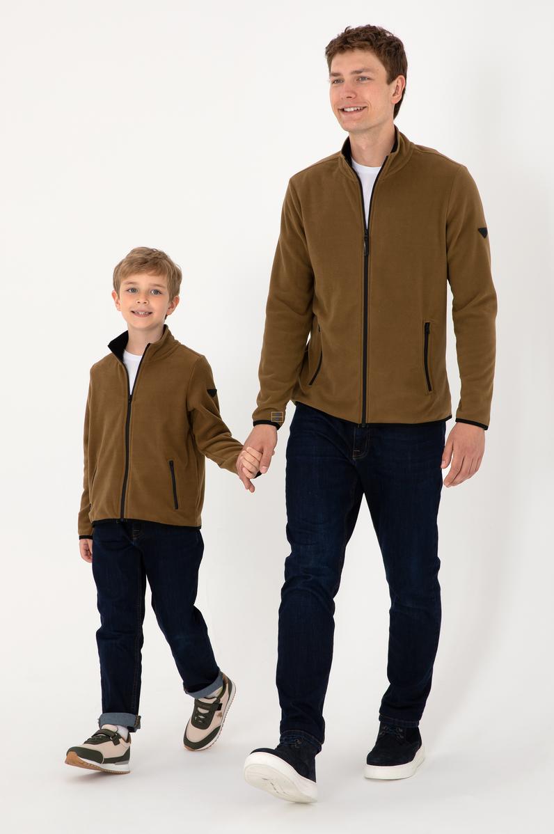 Erkek Çocuk Fermuarlı Haki Polar Sweatshirt