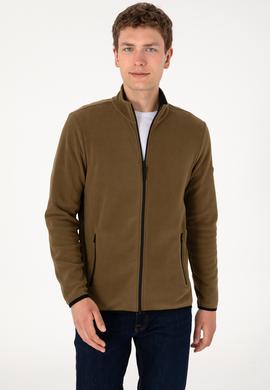 Erkek Haki Basic Polar Hırka - 50298066028