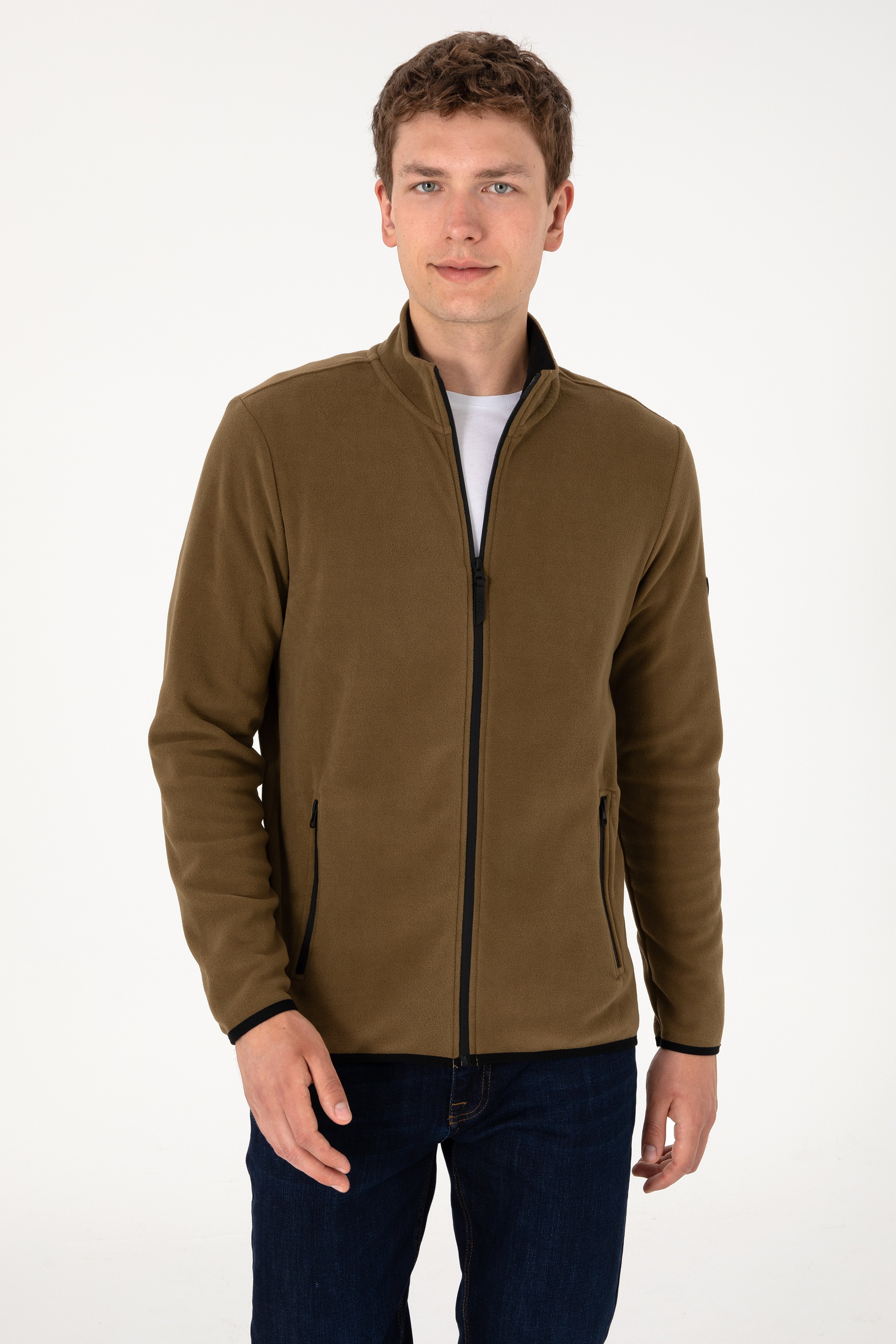 Erkek Haki Basic Polar Hırka - Image 5