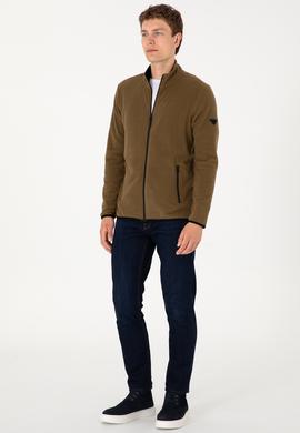 Erkek Haki Basic Polar Hırka - 50298066028