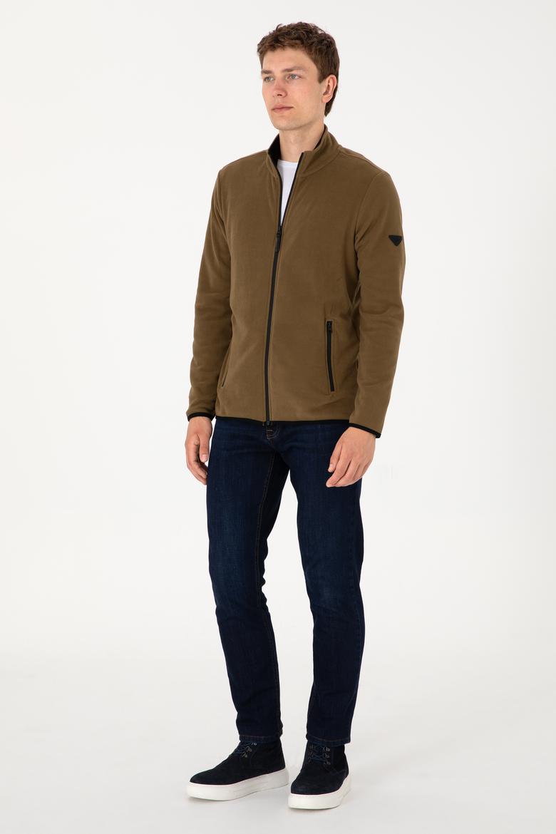 Erkek Haki Basic Polar Hırka - 50298066028