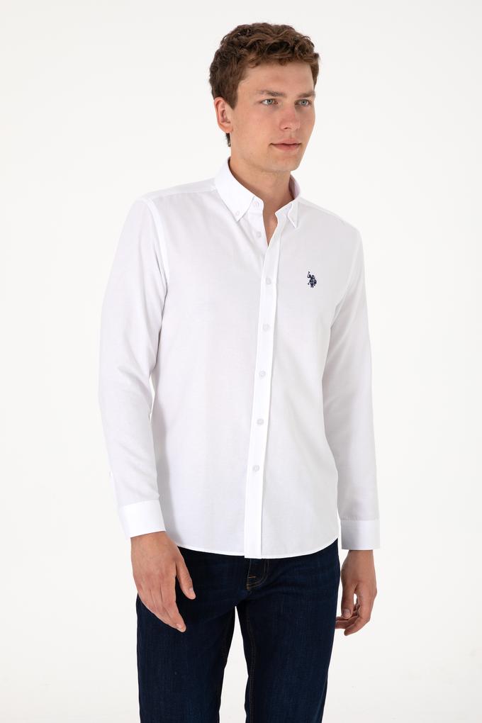 Erkek Beyaz Uzun Kollu Basic Gömlek
