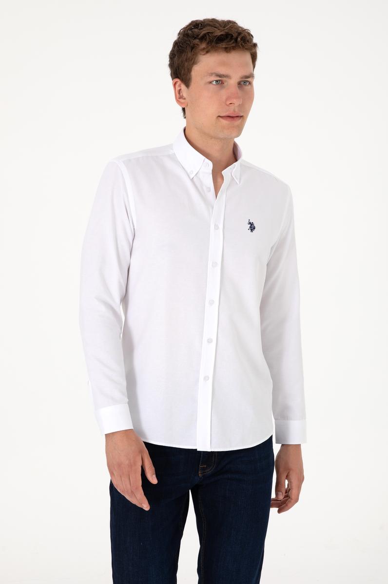 Erkek Beyaz Uzun Kollu Basic Gömlek