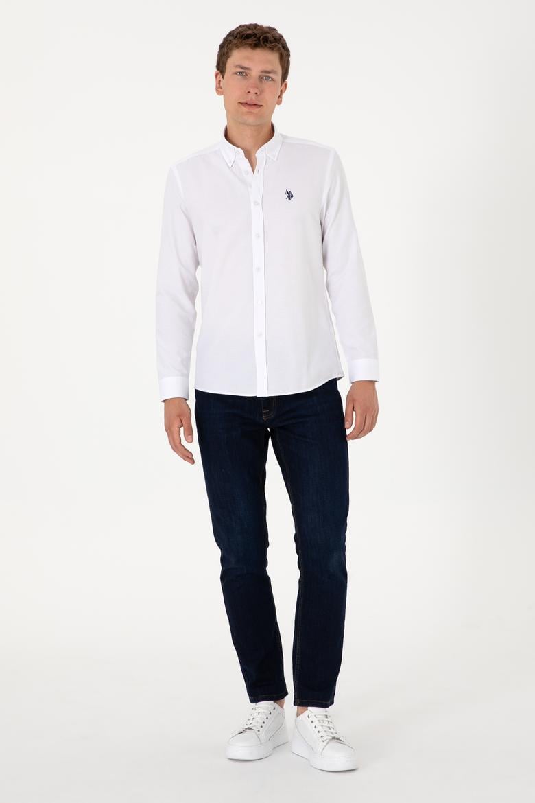 Erkek Beyaz Uzun Kollu Basic Gömlek - 50306338007