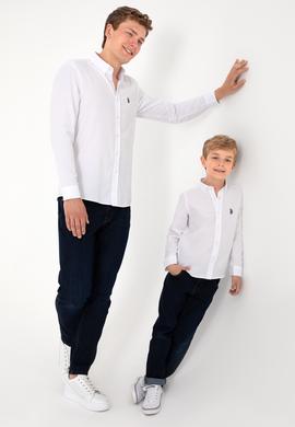Erkek Beyaz Uzun Kollu Basic Gömlek - 50306338007