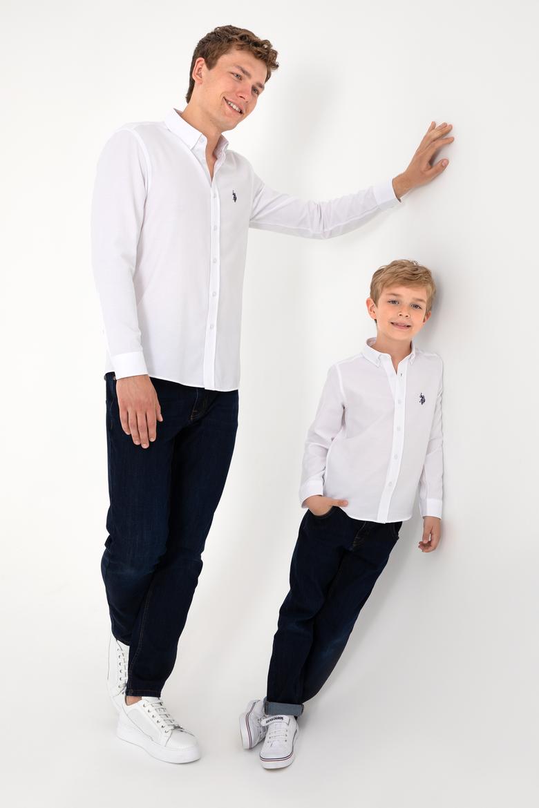 Erkek Beyaz Uzun Kollu Basic Gömlek - 50306338007