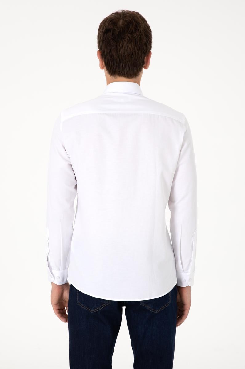 Erkek Beyaz Uzun Kollu Basic Gömlek