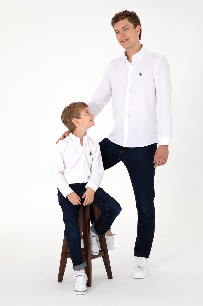 Erkek Beyaz Uzun Kollu Basic Gömlek