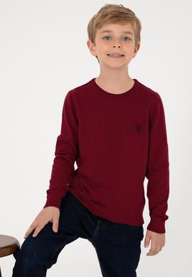 Erkek Çocuk Bordo Basic Bisiklet Yaka Kazak - 50294188009