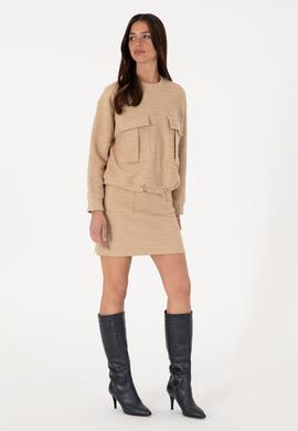 Kadın Kum Bisiklet Yaka Sweatshırt - 50292442019