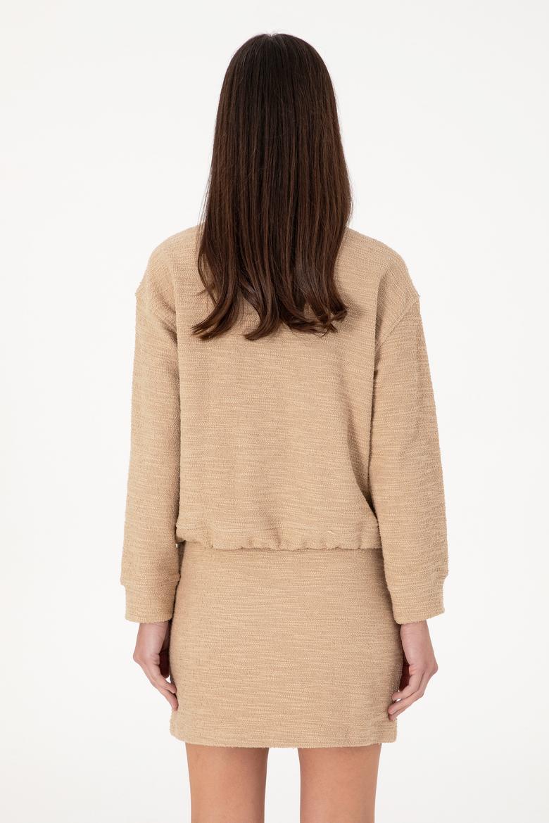 Kadın Kum Bisiklet Yaka Sweatshırt - 50292442019